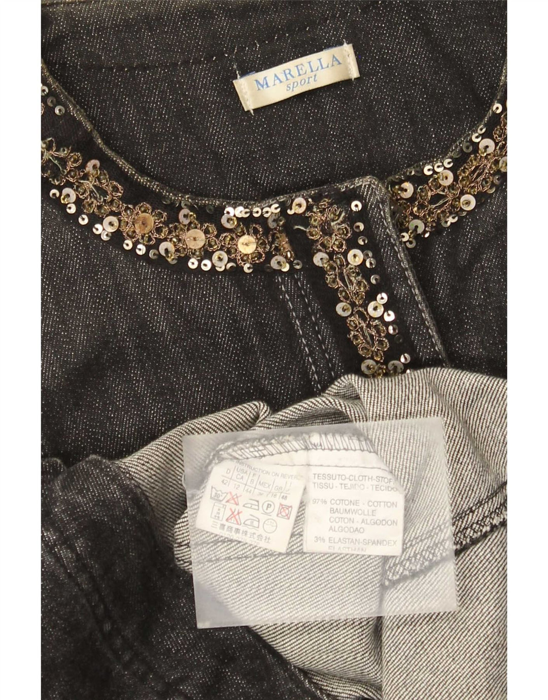 Giacca in denim da donna Marella UK 16 grande cotone grigio