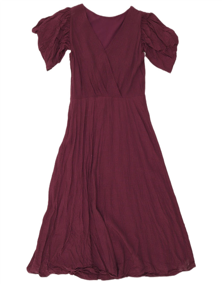 Abito lungo da donna Ted Baker taglia 2 piccola in viscosa bordeaux