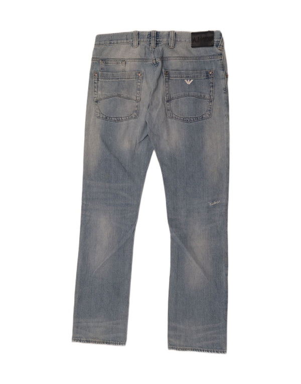 Jeans dritti vestibilità regolare da uomo Armani W32 L34 cotone blu