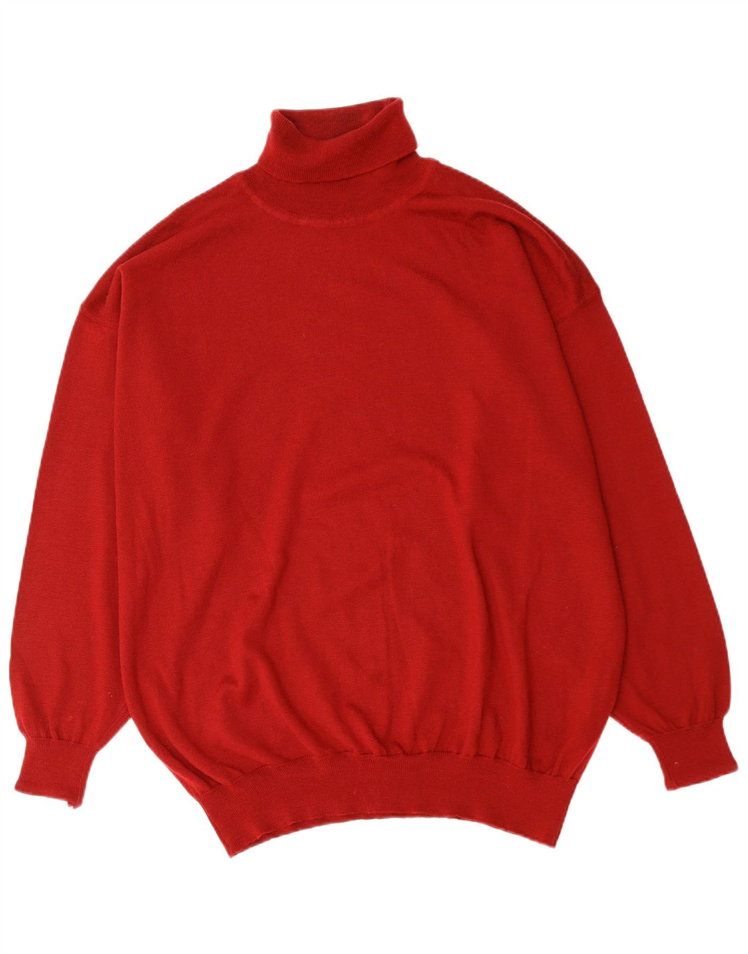 Maglione maglione collo alto da uomo VINTAGE XL lana merino rossa