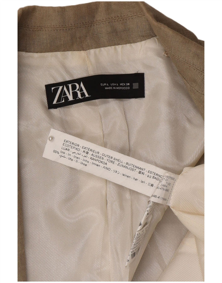 Giacca blazer aperta da donna Zara UK 16 grande lino beige