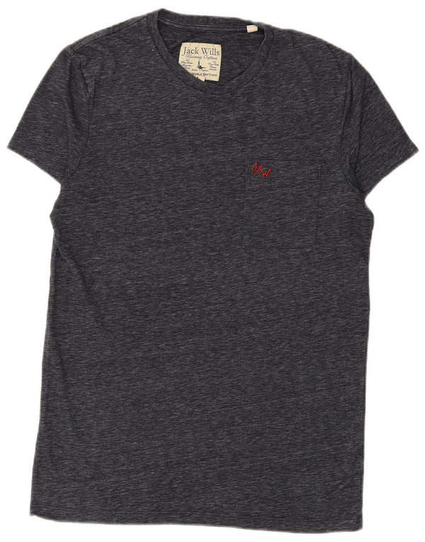 JACK WILLS T-shirt da uomo Top XS in cotone screziato blu navy