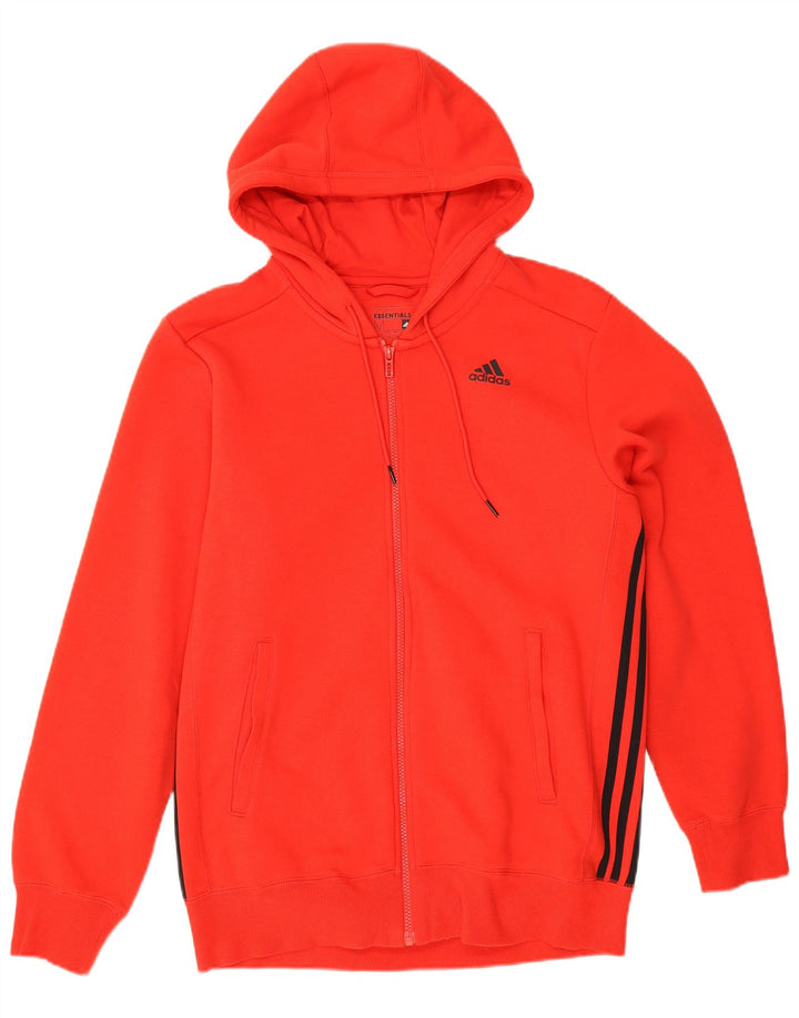 Maglione con cappuccio e zip Adidas da uomo in cotone rosso medio