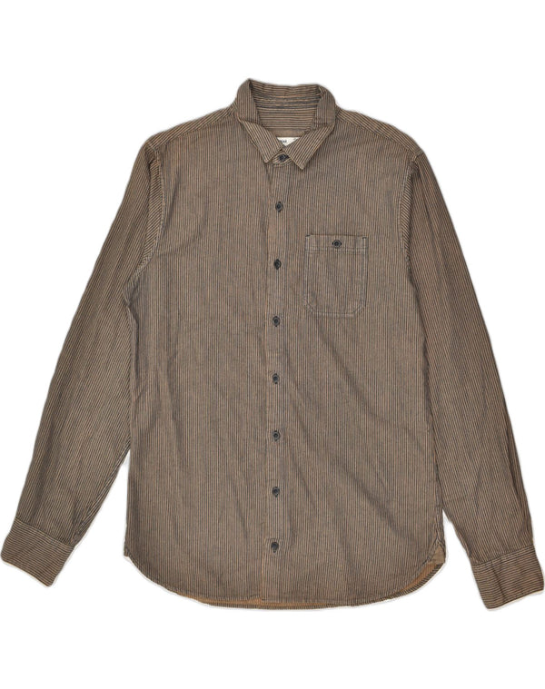 Camicia da uomo PULL & BEAR in cotone a righe grandi marroni