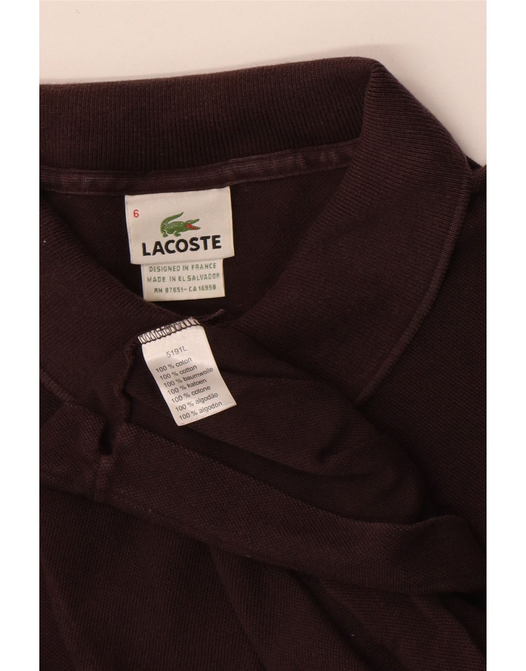 Polo da uomo Lacoste taglia 6 XL in cotone marrone