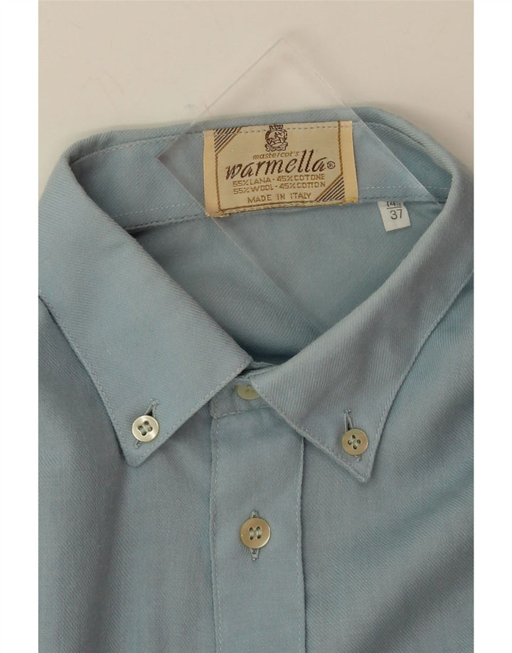 VINTAGE Mens Shirt Size 37 14 1/2 Small Blue Wool Vintage Vintage and Second-Hand Vintage from Messina Hembry 