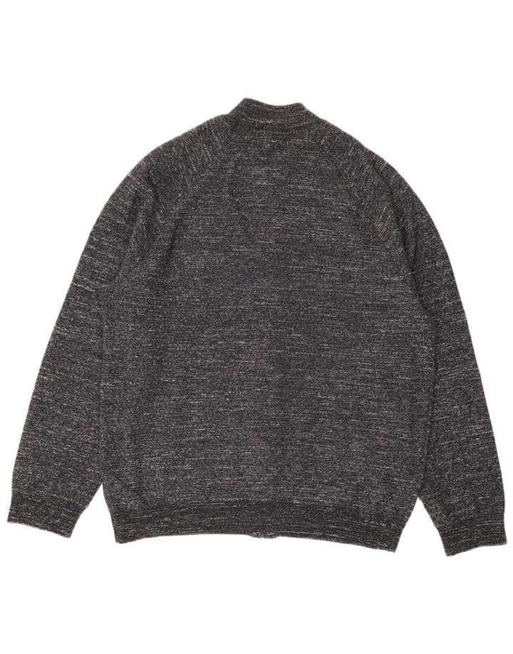 MARKS & SPENCER Maglione cardigan da uomo XL Poliestere chiazzato grigio