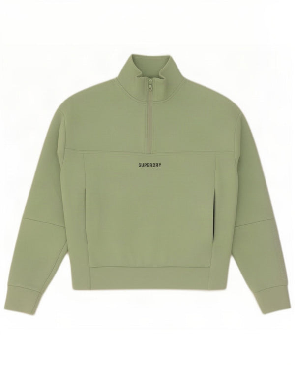 Felpa da donna con collo con zip grafica oversize Superdry Maglione UK 6 XS Verde