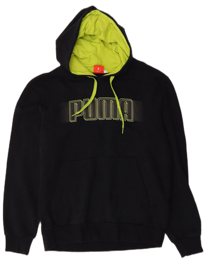 Felpa con cappuccio grafica da uomo Puma media cotone blu navy