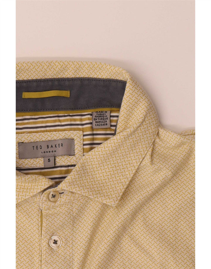 Polo da uomo Ted Baker taglia 5 XL in cotone maculato giallo