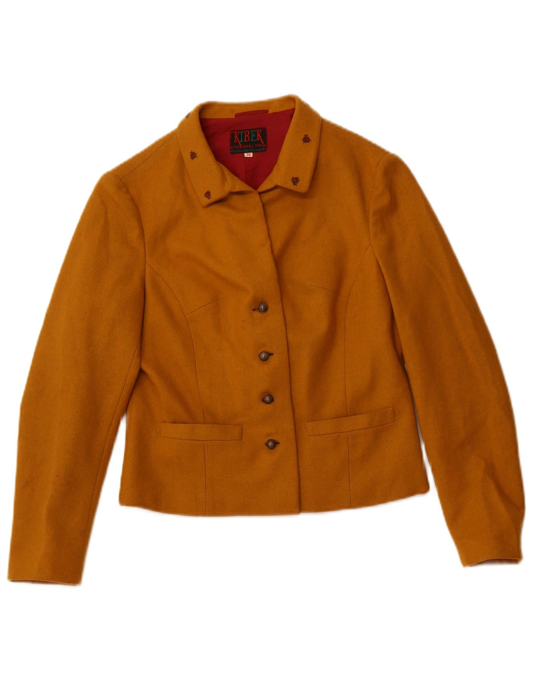 Giacca blazer da donna a 4 bottoni VINTAGE IT 38 XS in cotone giallo