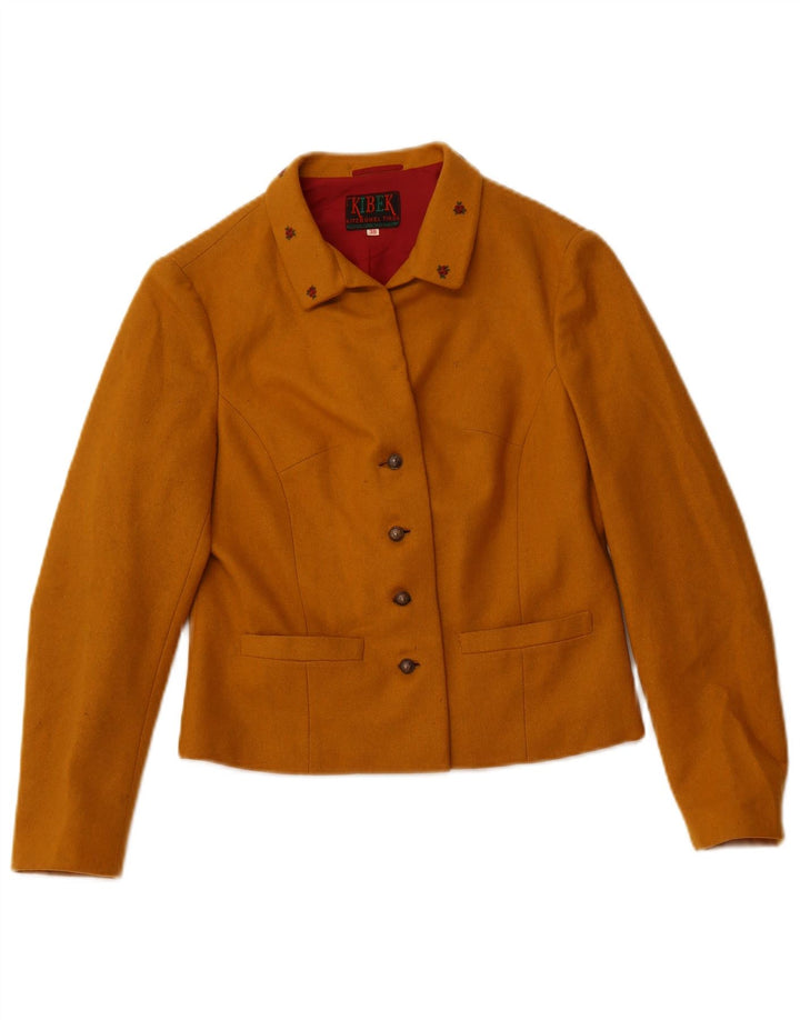 Giacca blazer da donna a 4 bottoni VINTAGE IT 38 XS in cotone giallo