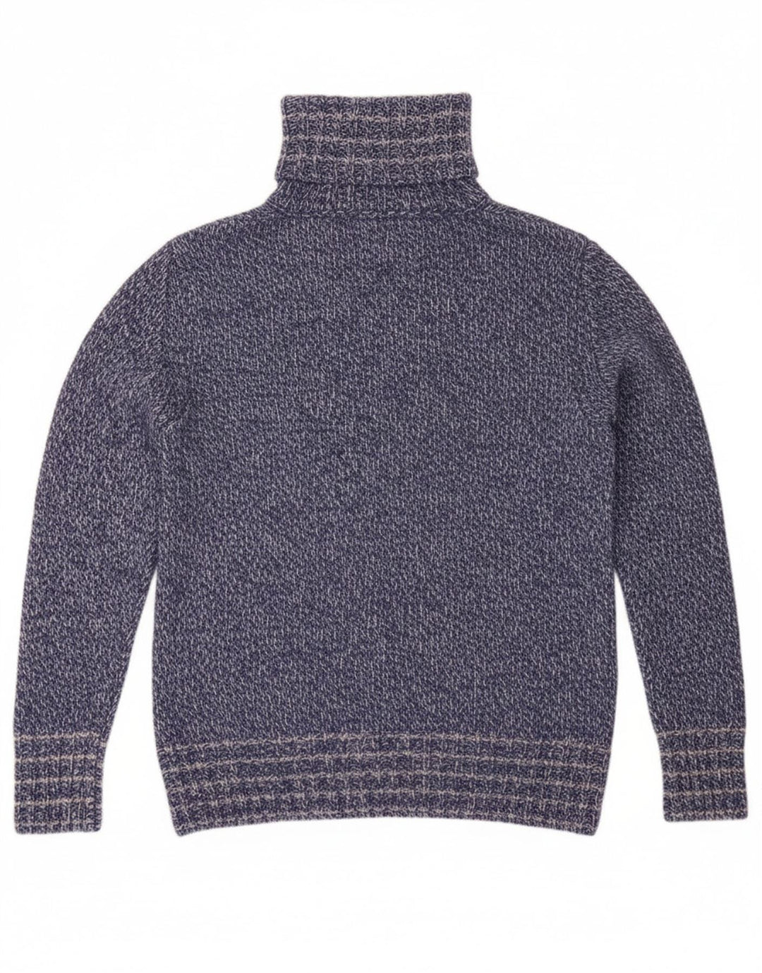WOOLRICH Womens Roll Neck Jumper Sweater UK 16 Large Navy Blue Flecked