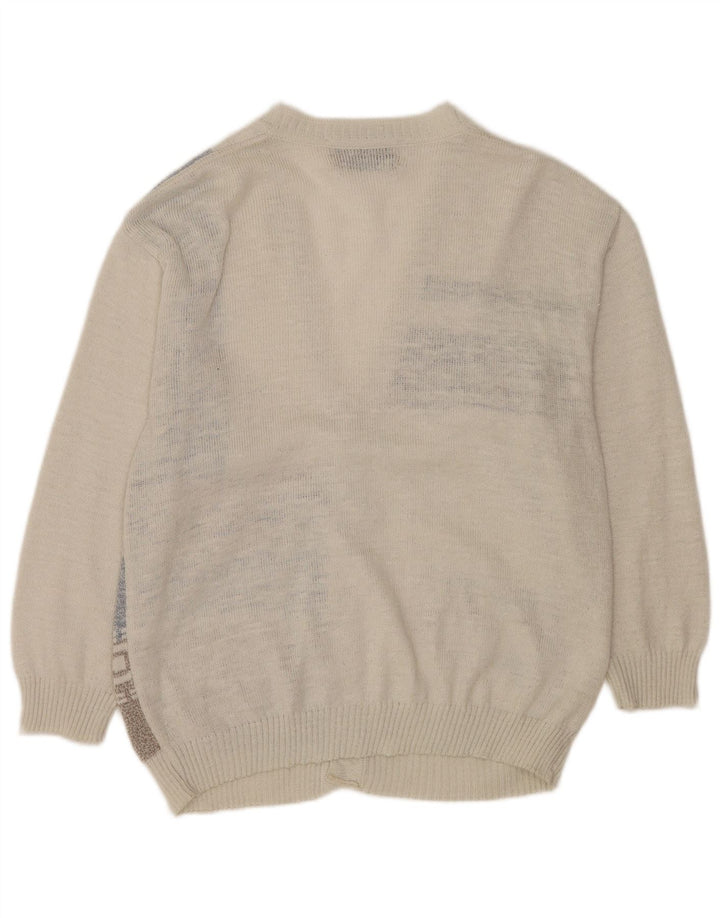 Maglione cardigan da uomo della South Coast, grande bianco Fair Isle