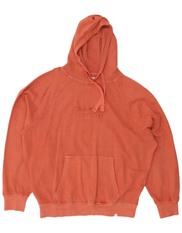 ANIMAL Maglione con cappuccio oversize con grafica da donna UK 14 Grande cotone rosa