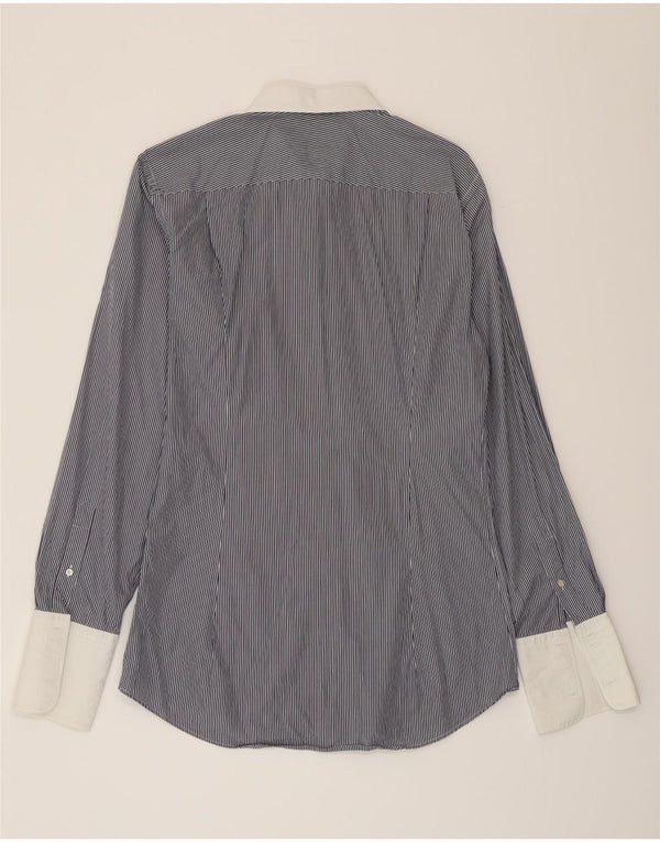 Camicia da uomo Gieves & Hawkes taglia 17 43 XL cotone gessato blu navy