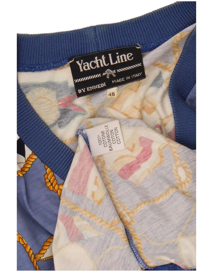 Top cardigan a maniche corte da donna con motivo astratto Ennedi IT 46 Large Blu