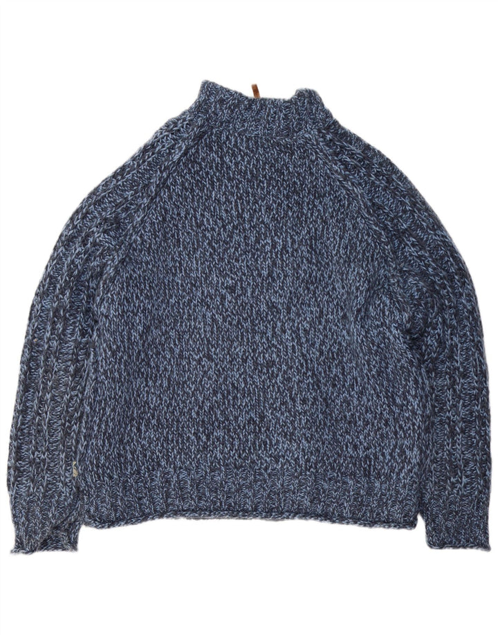 Maglione da uomo con collo con zip Fat Face XL in lana screziata blu navy