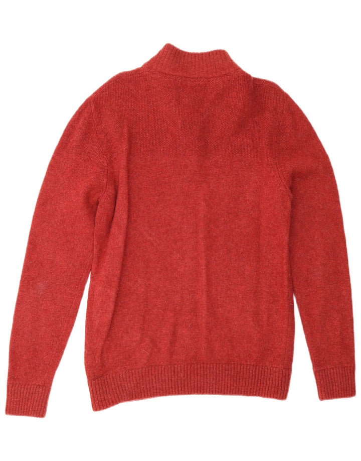 Crew Clothing Maglione da uomo con collo a bottoni Grande lana d'agnello rossa