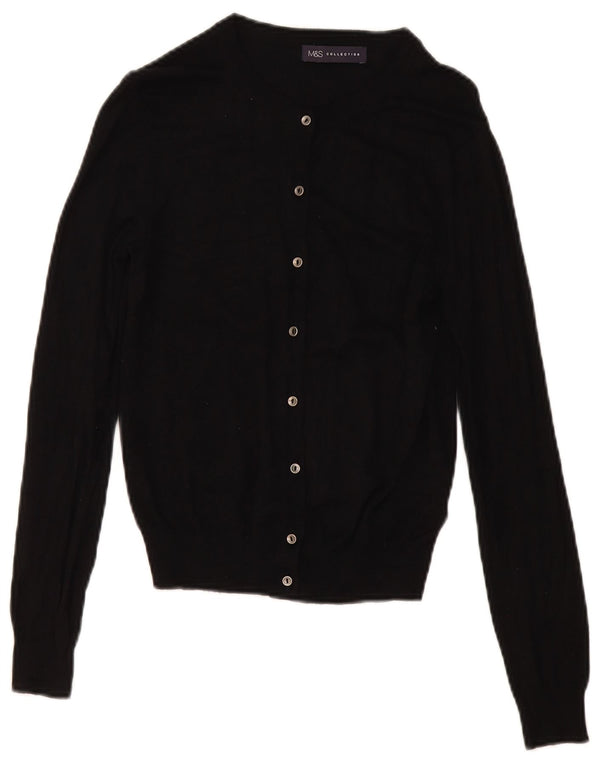 Maglione cardigan corto da donna Marks & Spencer UK 10 piccolo in viscosa nera