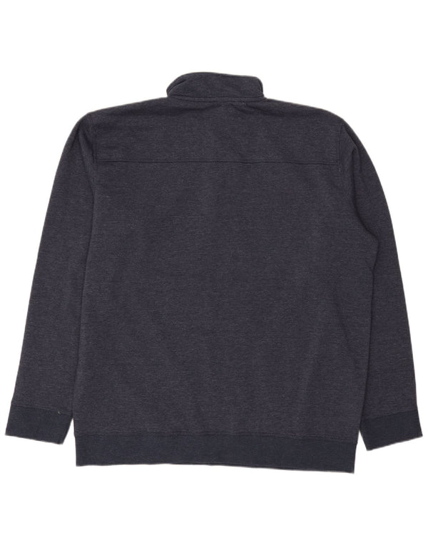 Felpa da uomo con zip e collo James Pringle 2XL in cotone blu navy