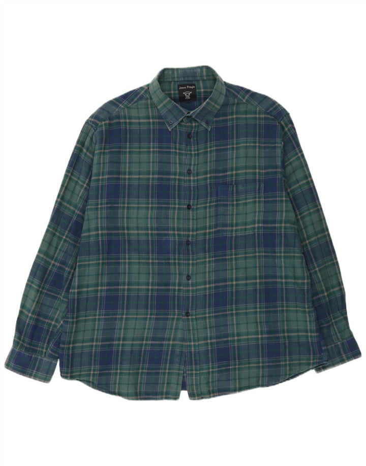 Camicia in flanella da uomo James Pringle 2XL cotone a quadri verde