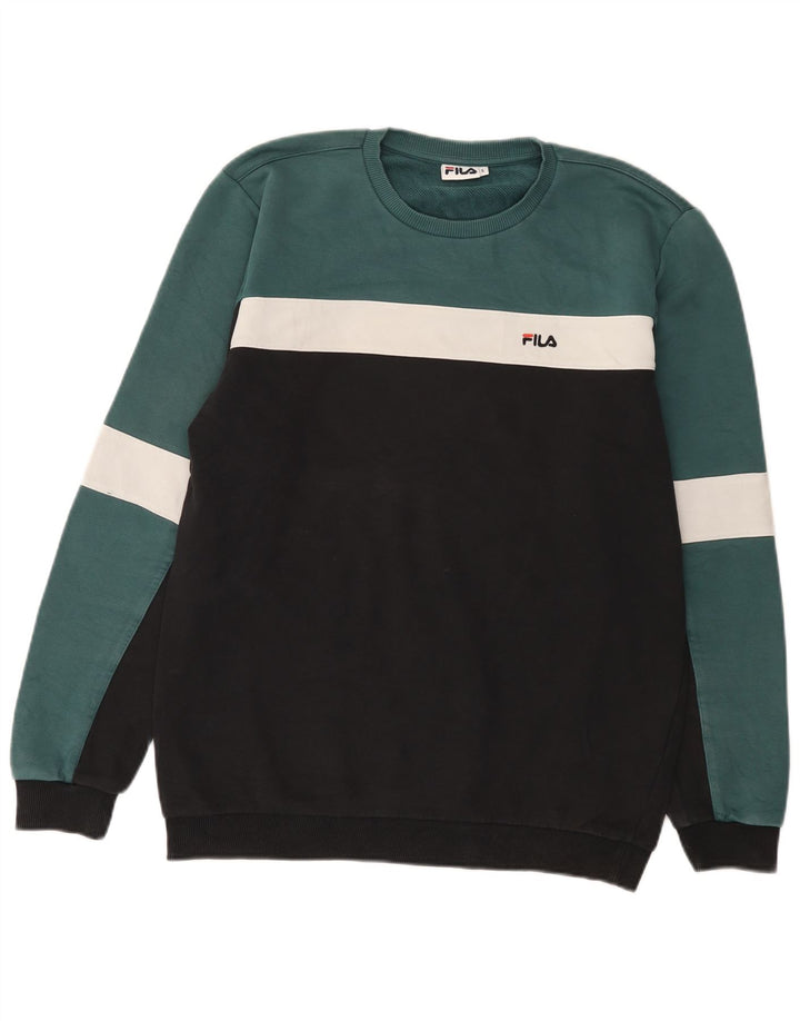 Fila Felpa da uomo Maglione Large Nero Colourblock in cotone