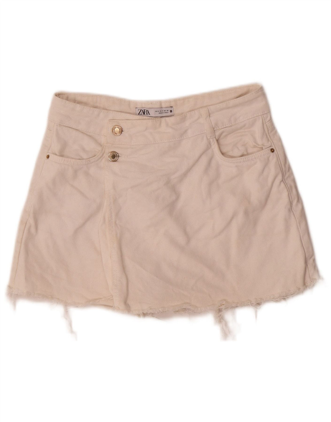 Pantaloncini di jeans da donna Zara piccoli W26 cotone bianco
