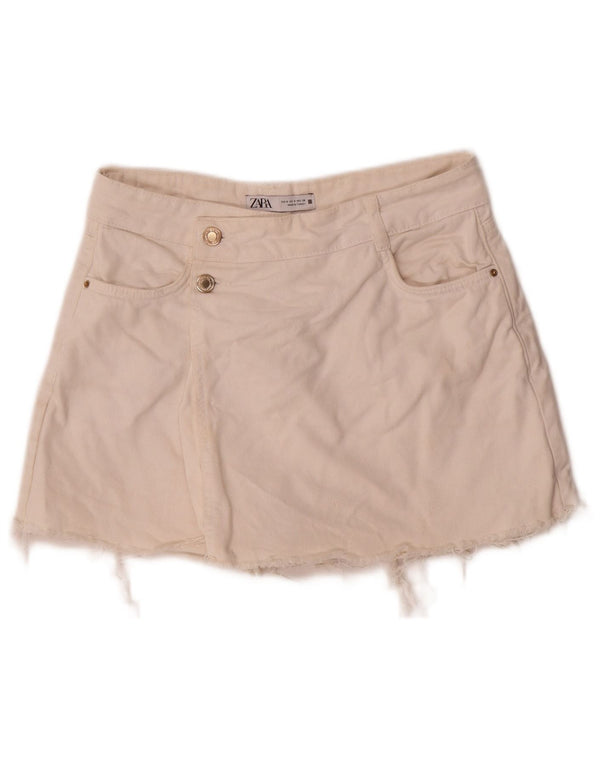 Pantaloncini di jeans da donna Zara piccoli W26 cotone bianco