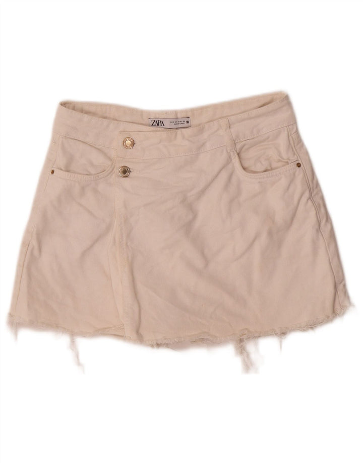 Pantaloncini di jeans da donna Zara piccoli W26 cotone bianco