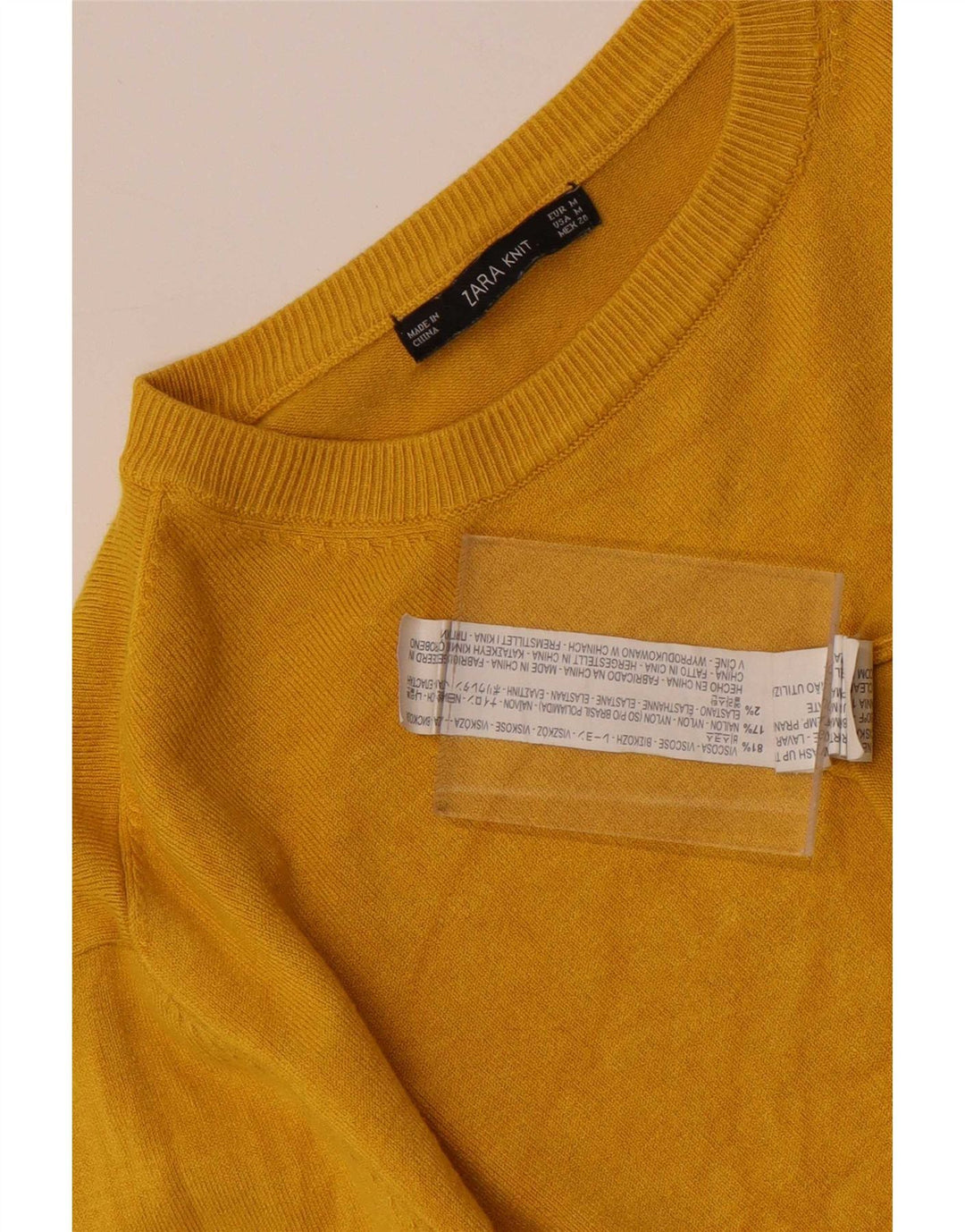 Maglione maglione girocollo da donna Zara UK 12 viscosa giallo medio