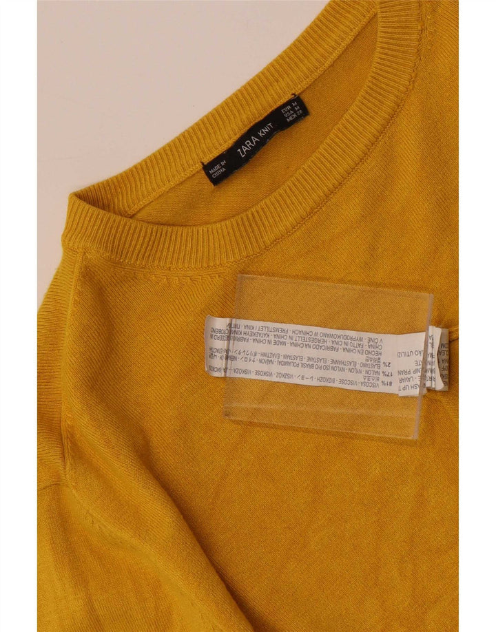 Maglione maglione girocollo da donna Zara UK 12 viscosa giallo medio