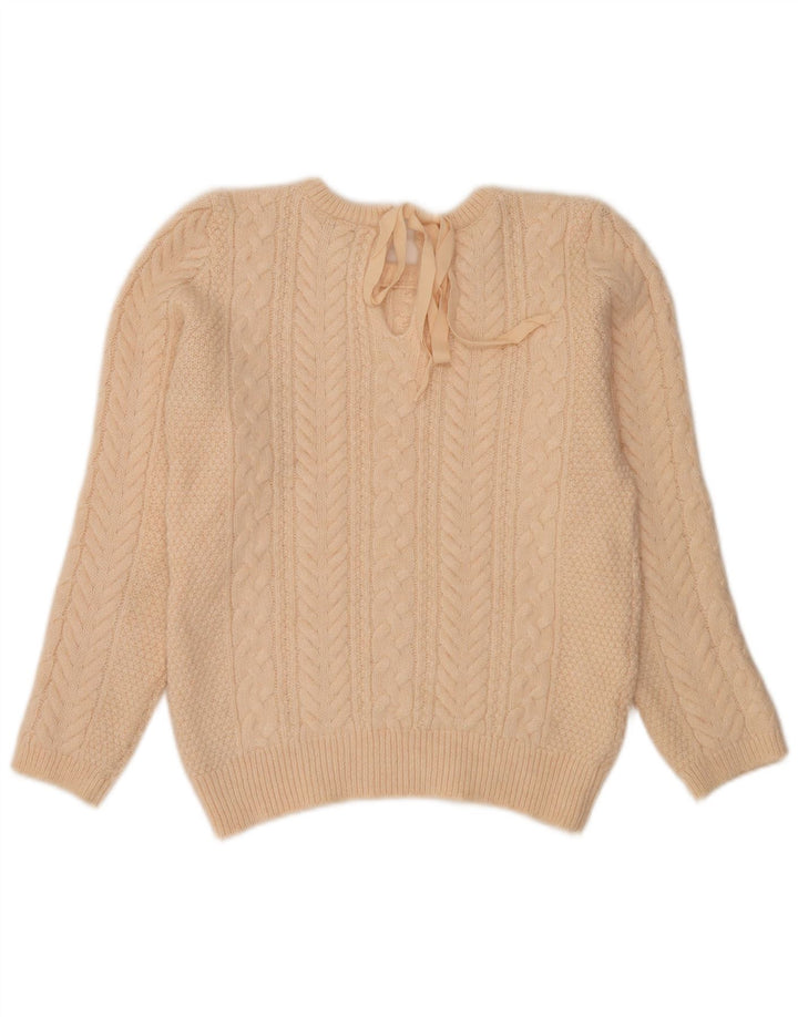 Maglione maglione girocollo da donna Zara UK 16 grande lana beige