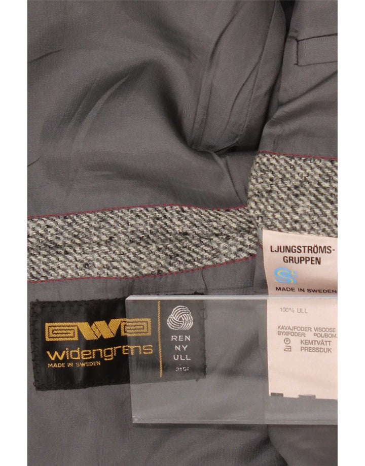 Giacca blazer vintage da uomo a 1 bottone UK 38 Lana screziata grigio medio