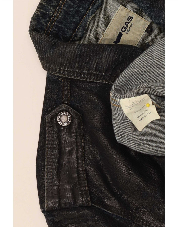 Gas Giacca di jeans da uomo UK 38 Medium Black Cotton