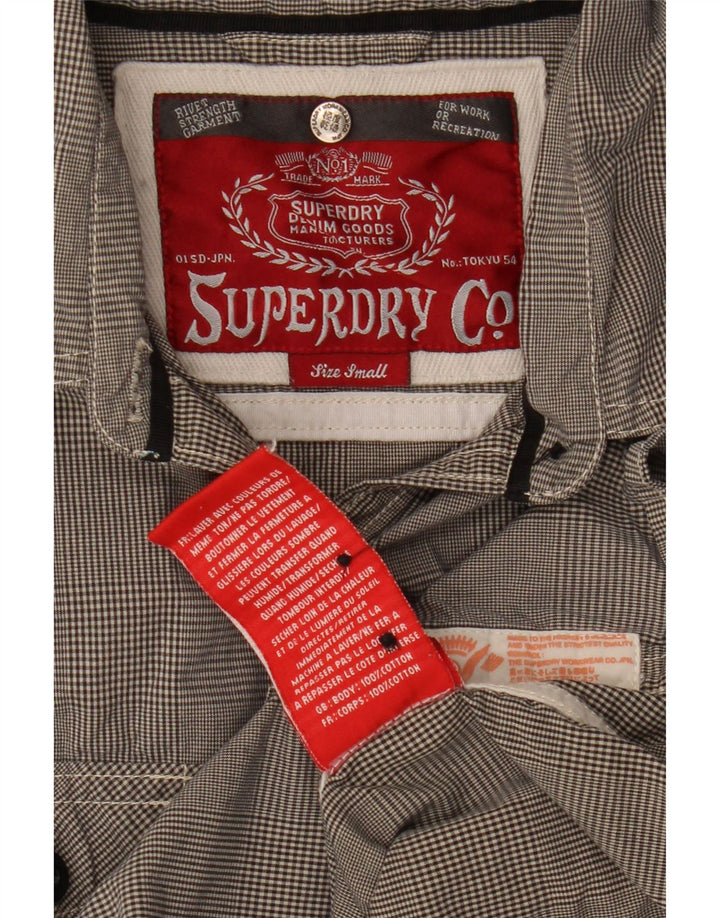 Camicia da donna con maniche a 3/4 Superdry UK 10 Small Cotone pied de poule grigio