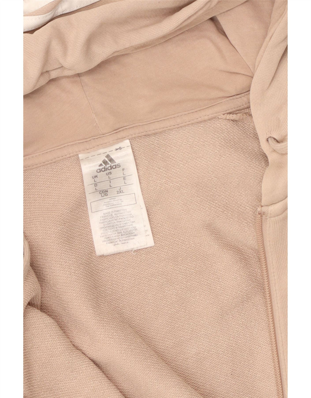 Maglione con cappuccio e zip da donna ADIDAS UK 16 grande cotone beige