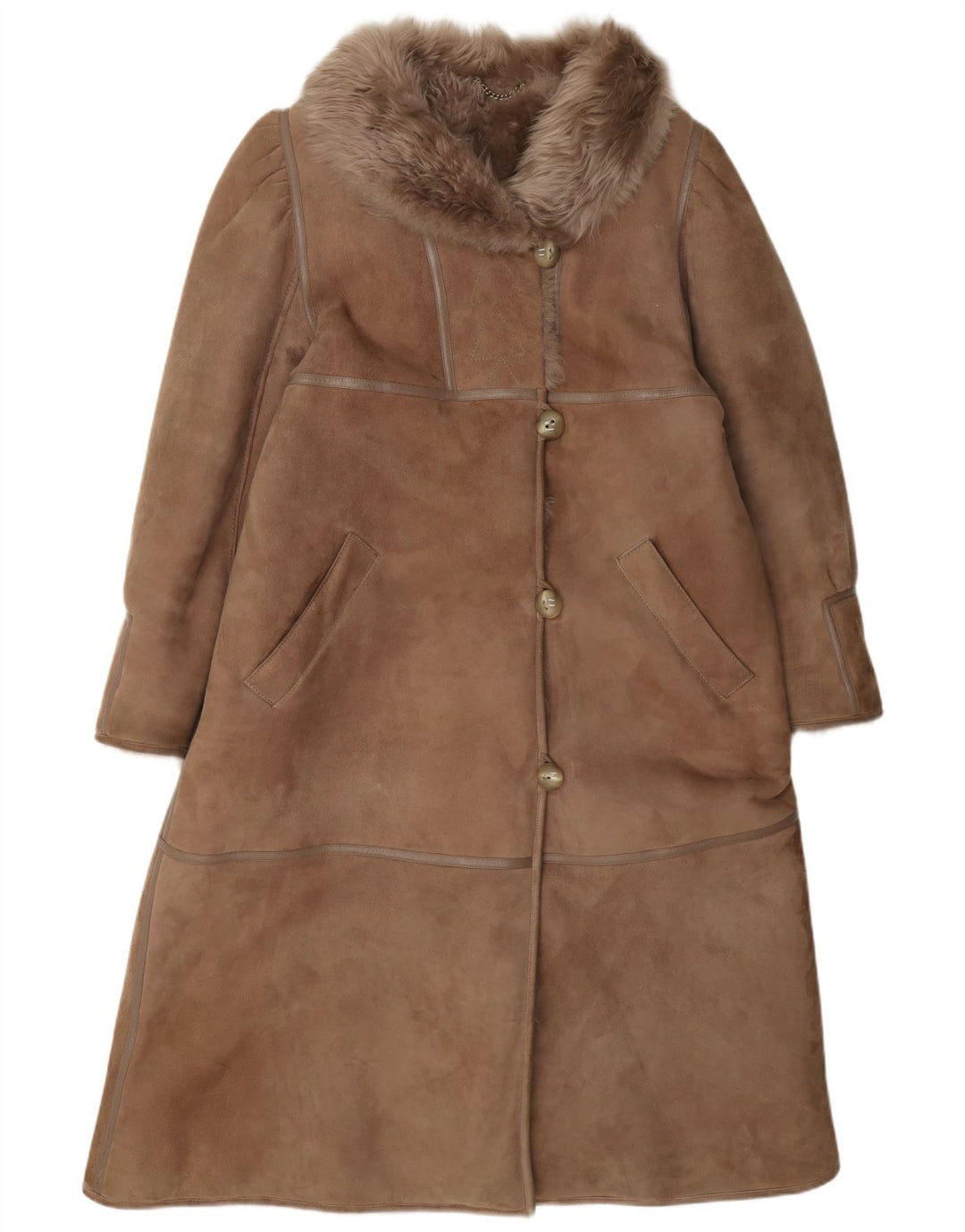 Cappotto in shearling vintage da donna IT 42 Marrone medio