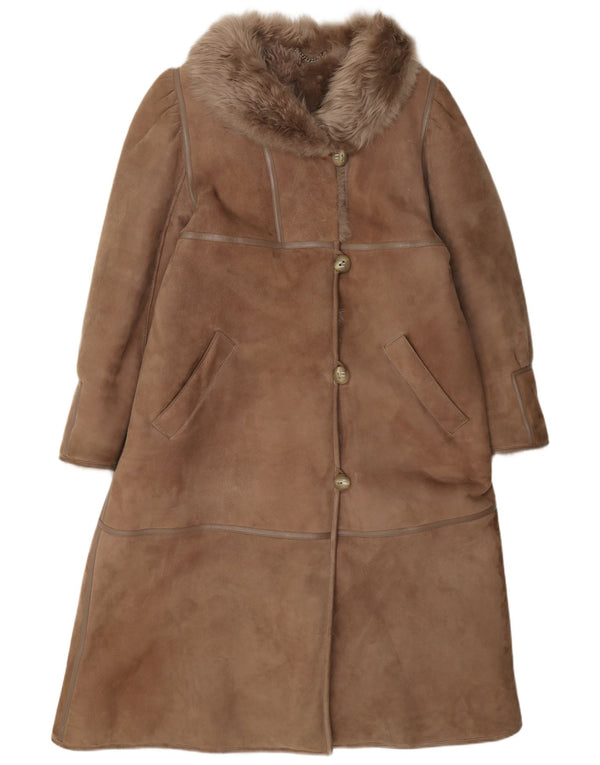 Cappotto in shearling vintage da donna IT 42 Marrone medio