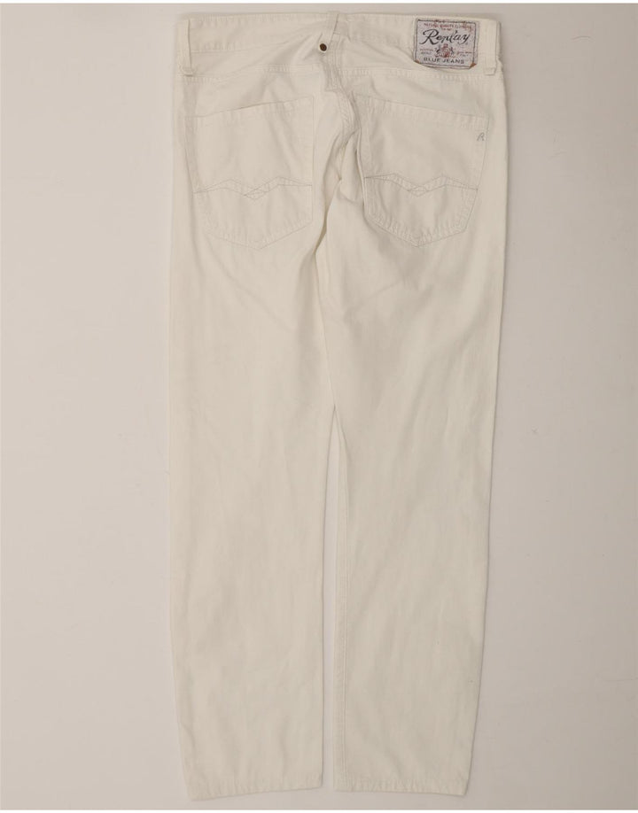REPLAY Mens Straight Casual Trousers W34 L30 White Vintage Replay and Second-Hand Replay from Messina Hembry 