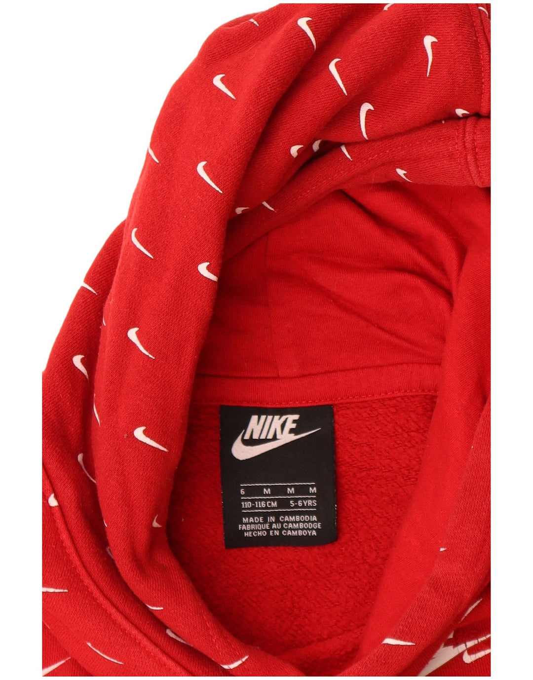 Felpa con cappuccio grafica Nike da bambino 5-6 anni in cotone rosso medio