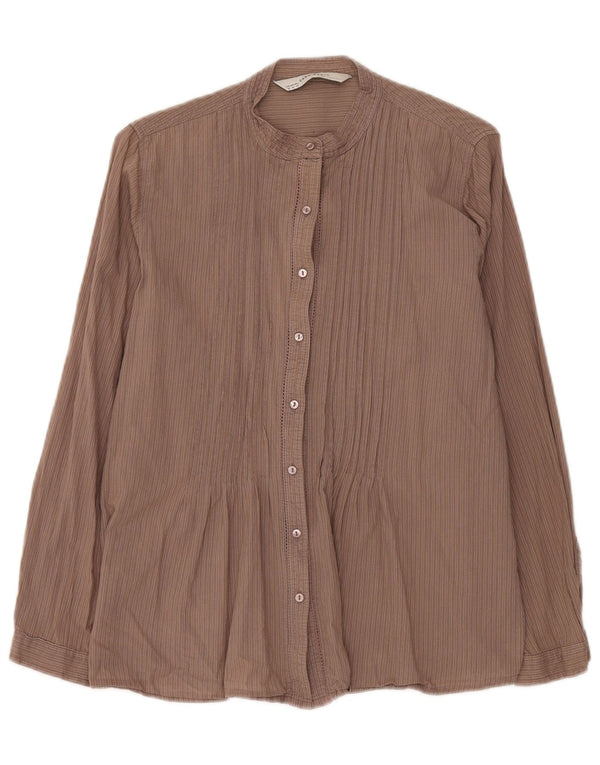 Camicia da smoking da donna Zara UK 12 Marrone medio a righe