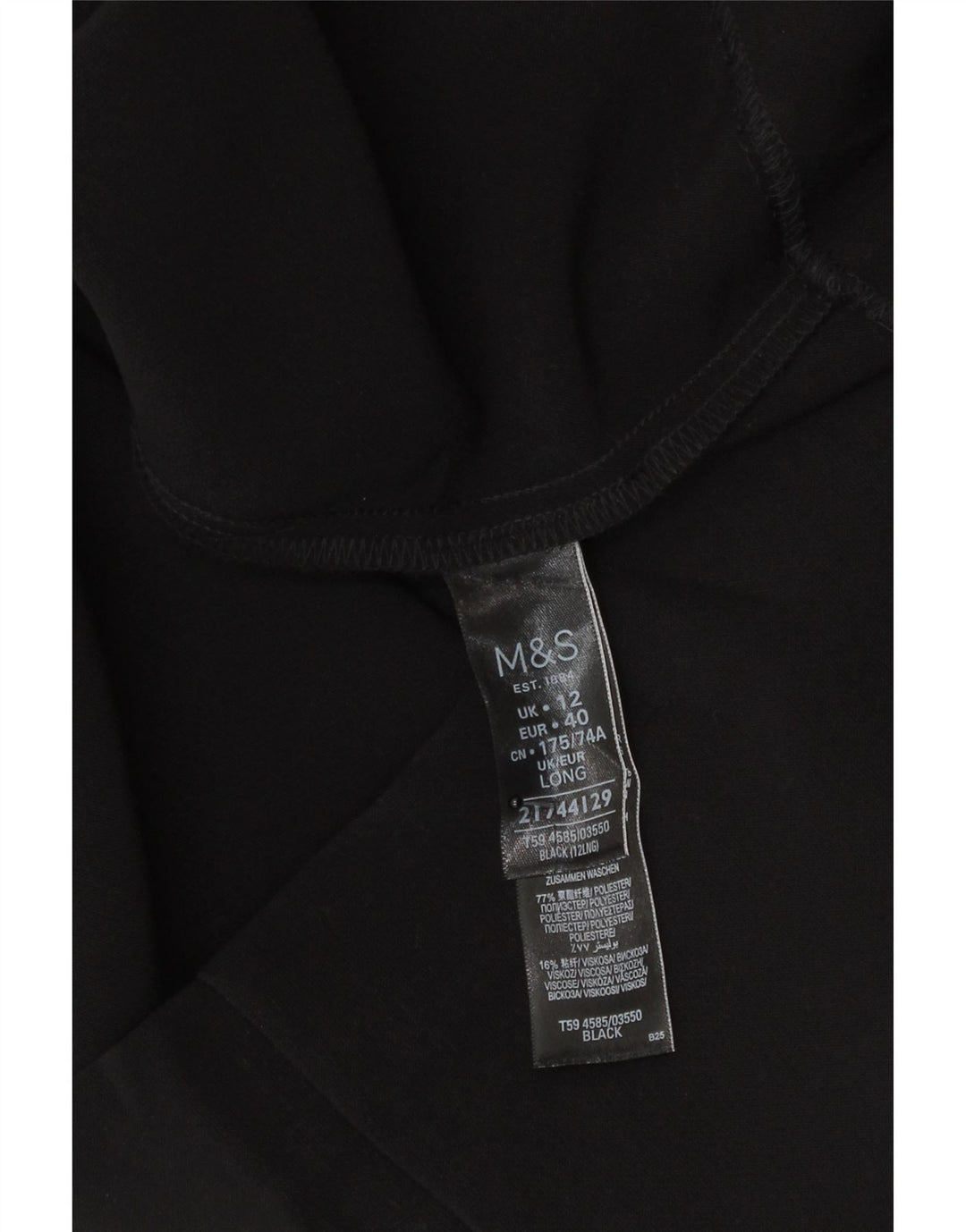 Gonna a tubino da donna Marks & Spencer UK 12 media W30 poliestere nero