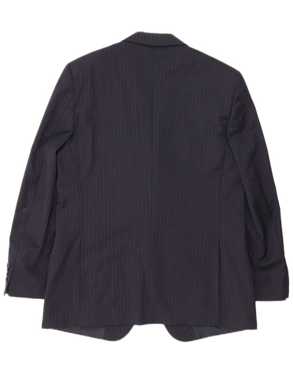 Biagiotti Uomo Giacca Blazer 3 Bottoni da Uomo IT 52 XL Gessato Blu Navy
