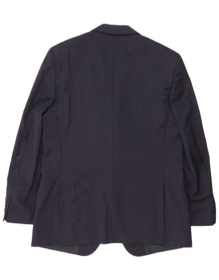 Biagiotti Uomo Giacca Blazer 3 Bottoni da Uomo IT 52 XL Gessato Blu Navy