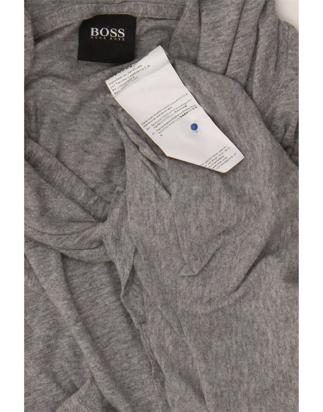 Hugo Boss Top da uomo con cappuccio a maniche lunghe in cotone chiazzato grigio piccolo