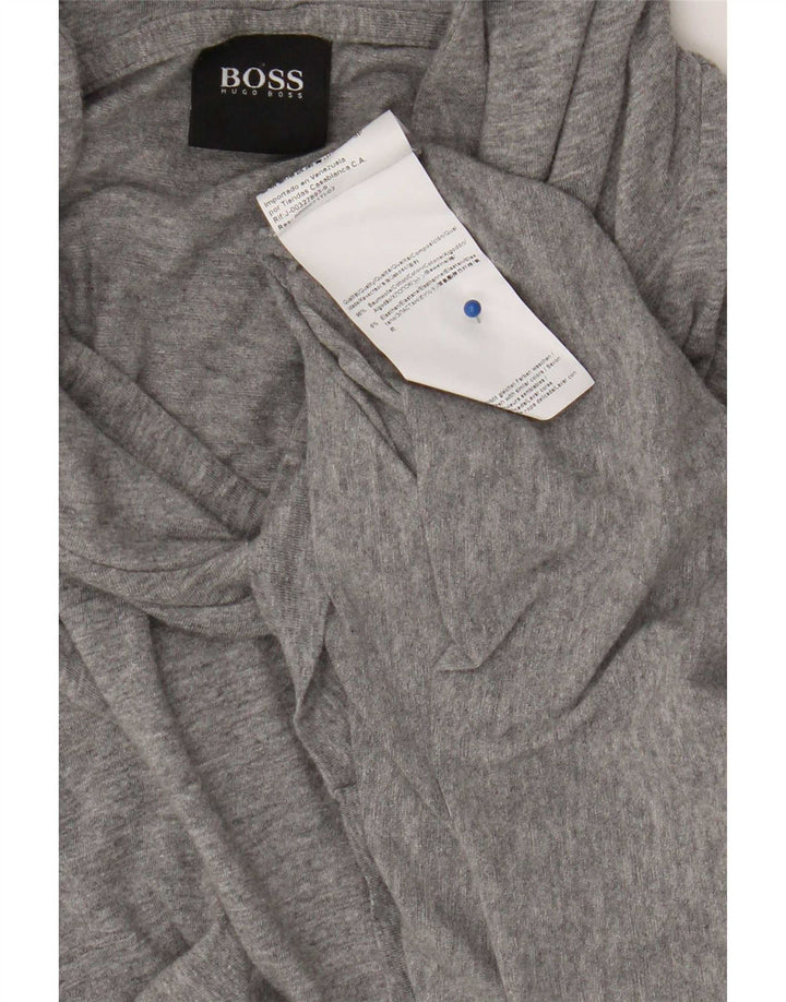 Hugo Boss Top da uomo con cappuccio a maniche lunghe in cotone chiazzato grigio piccolo