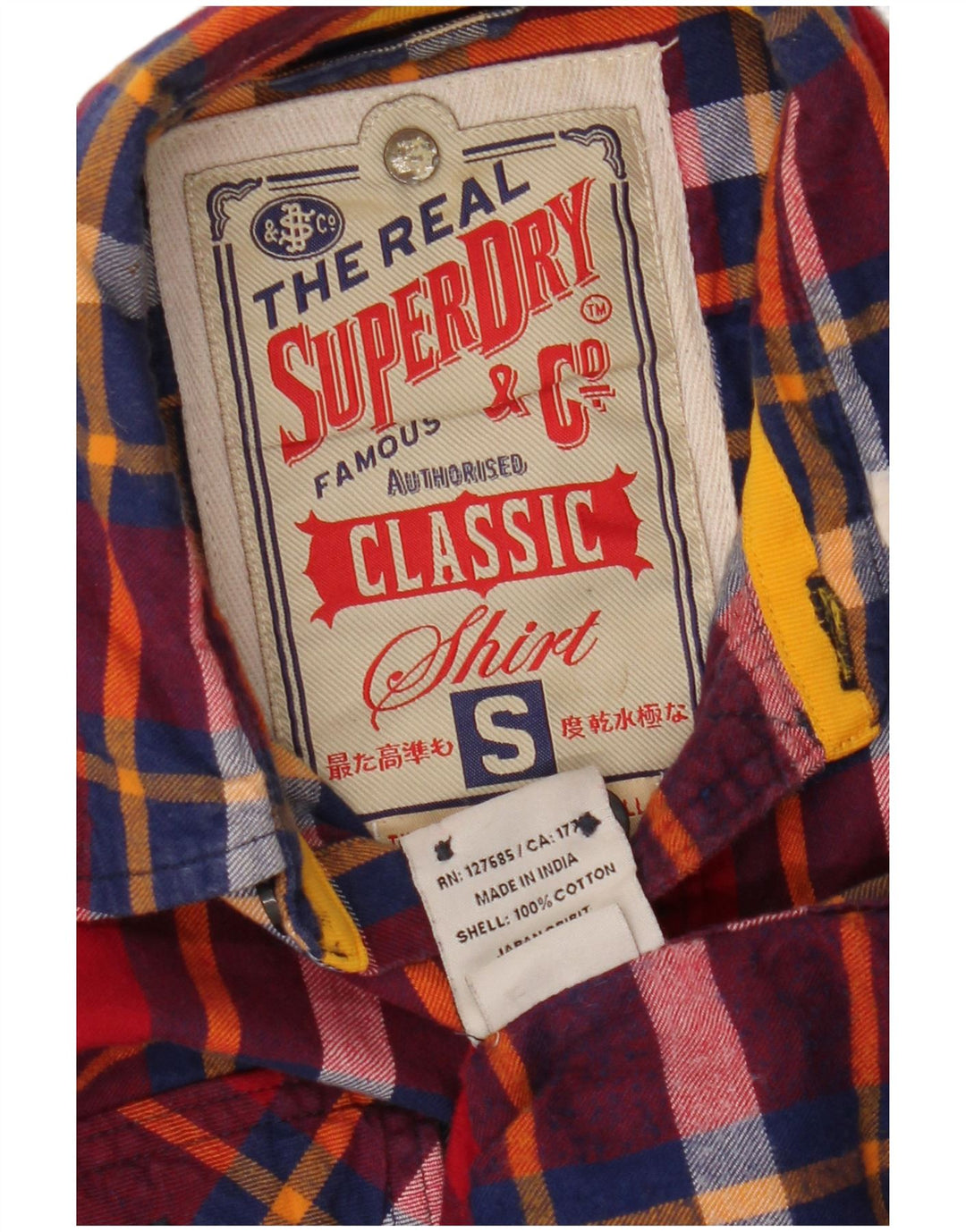 Camicia da uomo in flanella dal taglio classico SUPERDRY, piccolo cotone a quadri rossi