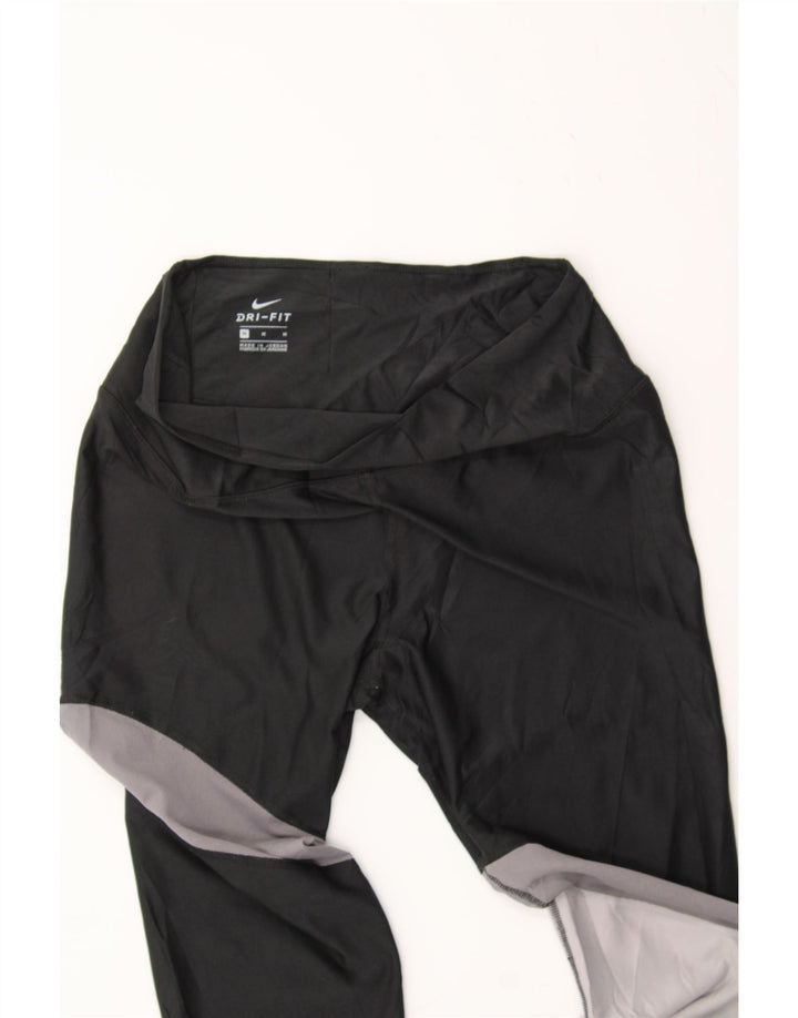 NIKE Womens Dri Fit Leggings UK 12 Medium  Black Colourblock Polyester Vintage Nike and Second-Hand Nike from Messina Hembry 