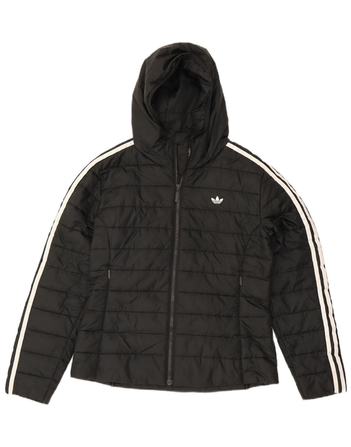 Giacca imbottita con cappuccio da donna Adidas UK 12 Medium Nero Poliestere